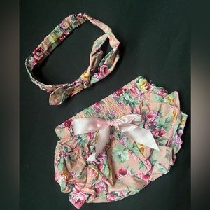 2 piece set Baby girl floral ruffled bloomer/headband - 🏷️ 3 for $30 sale! 🏷️